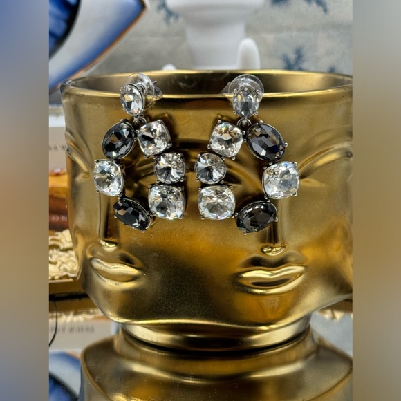 🆕 OSCAR DE LA RENTA 🧿 NWOT Crystal-Embellished Hoop Drop Earrings - Picture 11 of 16